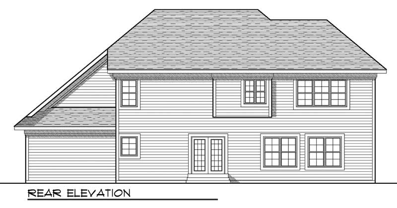 Home Plan Rear Elevation of this 4-Bedroom,2421 Sq Ft Plan -101-1711