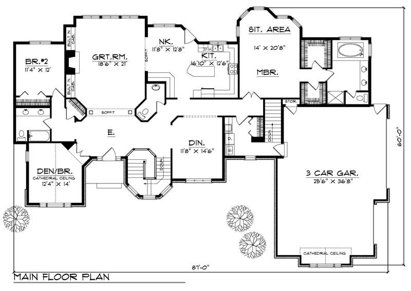 Floor Plan First Story of Ranch Plan #101-1722