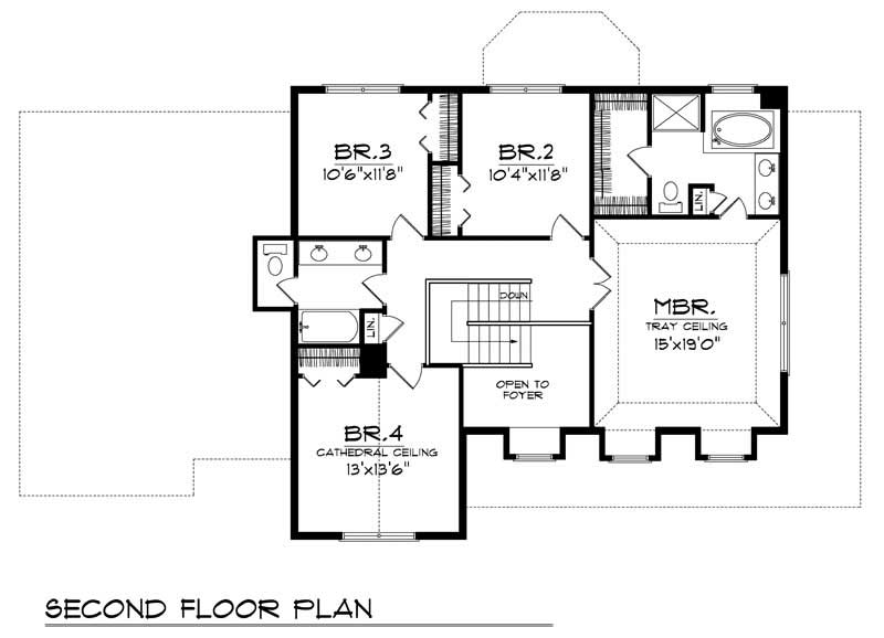 Floor Plan Second Story of Country Plan #101-1732