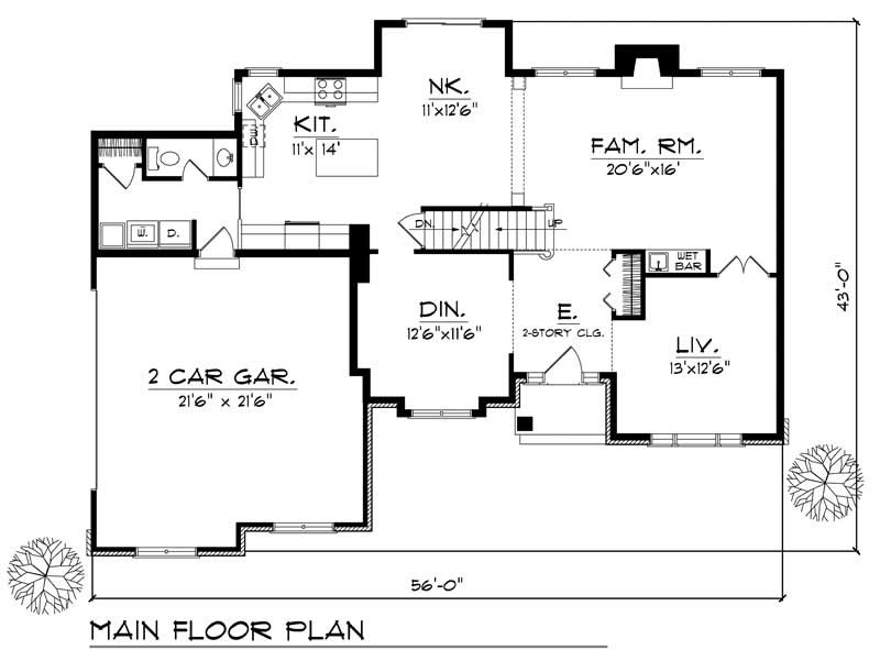 Floor Plan First Story of Colonial Plan #101-1736
