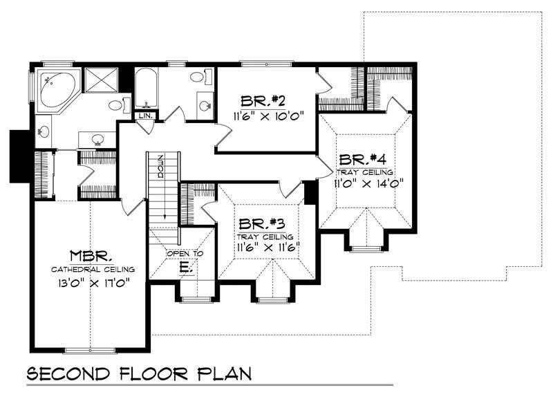 Floor Plan Second Story of Country Plan #101-1739