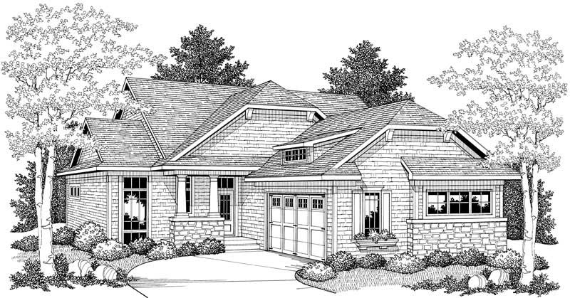 Home Plan Front Elevation of this 3-Bedroom,1581 Sq Ft Plan -101-1747