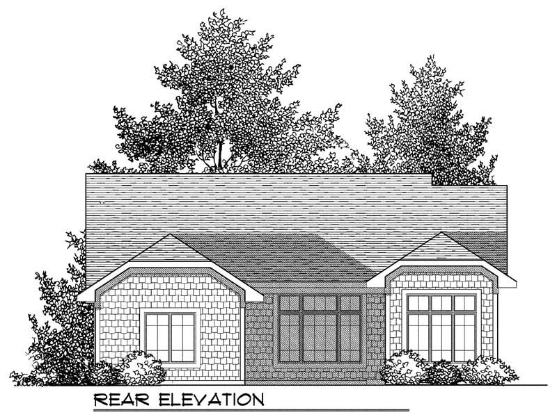 Home Plan Rear Elevation of this 3-Bedroom,1581 Sq Ft Plan -101-1747