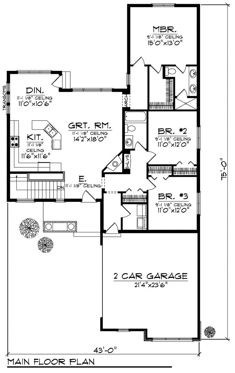 Floor Plan First Story of Craftsman Plan #101-1747
