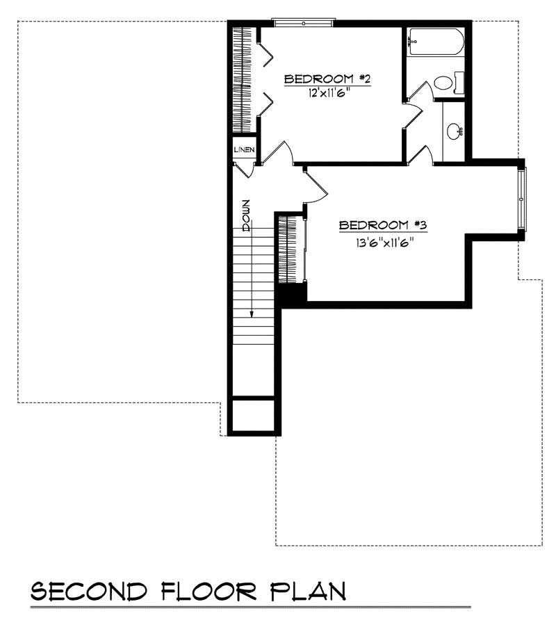 Floor Plan Second Story of Ranch Plan #101-1752