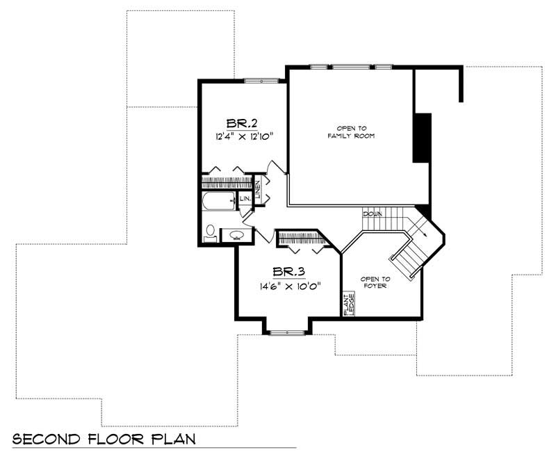 Floor Plan Second Story of Craftsman Plan #101-1754