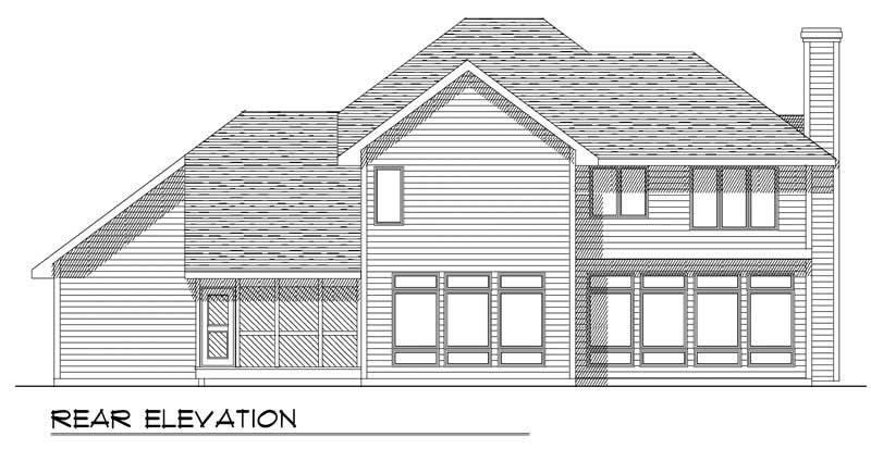 Home Plan Rear Elevation of this 4-Bedroom,2493 Sq Ft Plan -101-1755