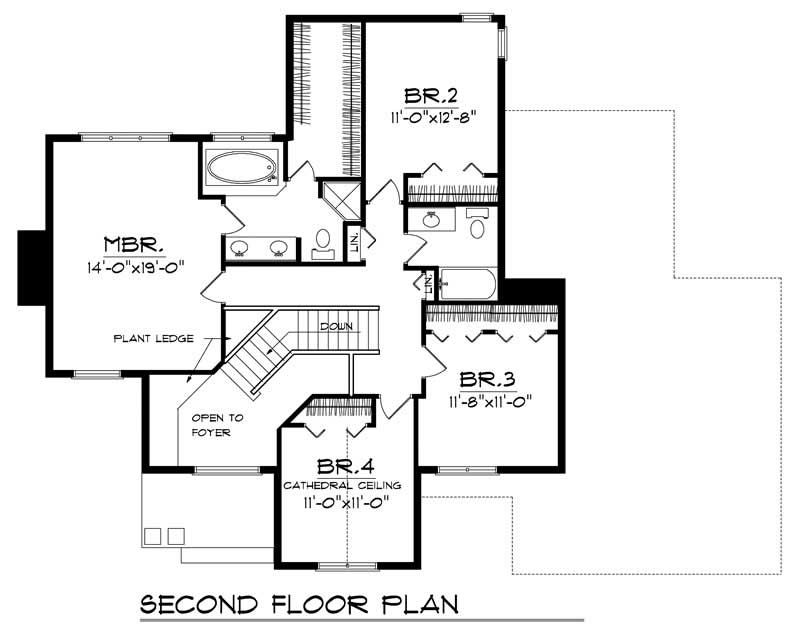 Floor Plan Second Story of European Plan #101-1755