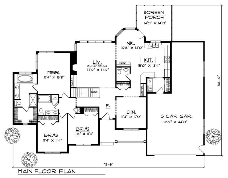 Floor Plan First Story of Country Plan #101-1780