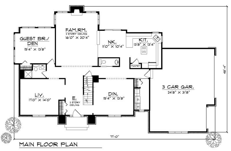 Floor Plan First Story of European Plan #101-1783