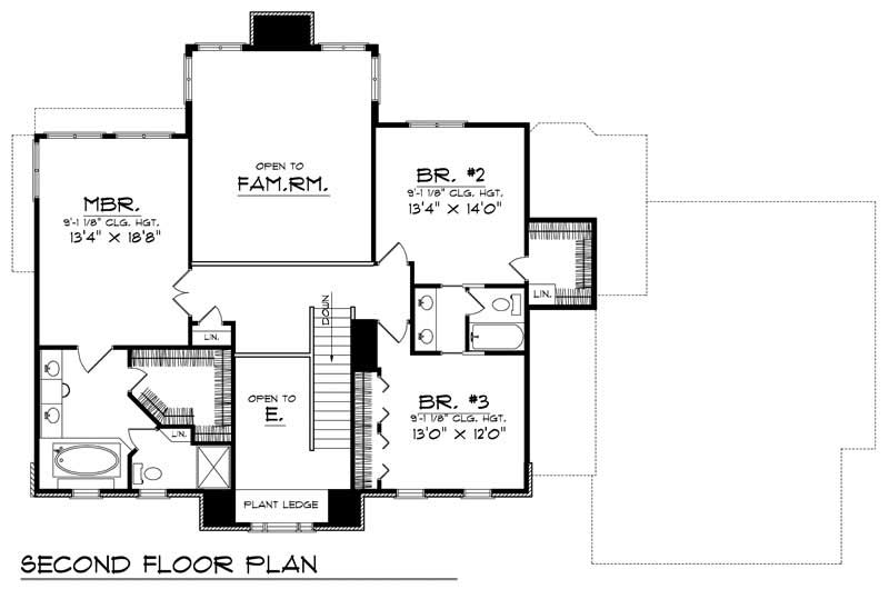 Floor Plan Second Story of European Plan #101-1783