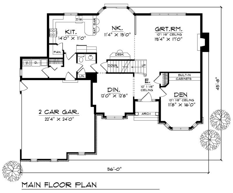 Floor Plan First Story of European Plan #101-1787