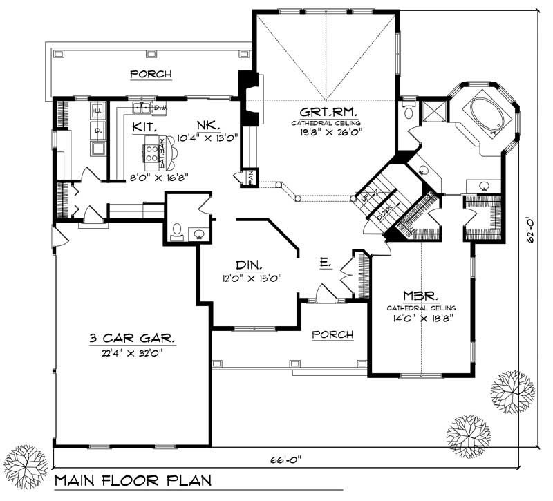 Floor Plan First Story of Cape Cod Plan #101-1790