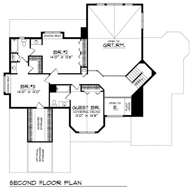 Floor Plan Second Story of Cape Cod Plan #101-1790