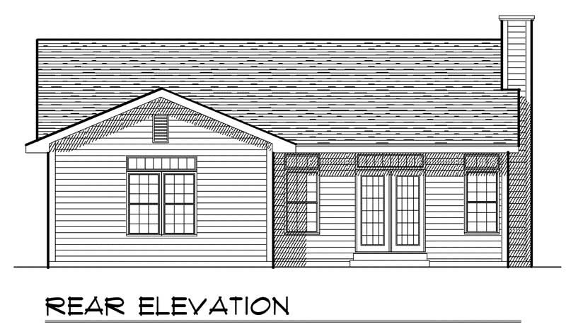 Home Plan Rear Elevation of this 3-Bedroom,1360 Sq Ft Plan -101-1795