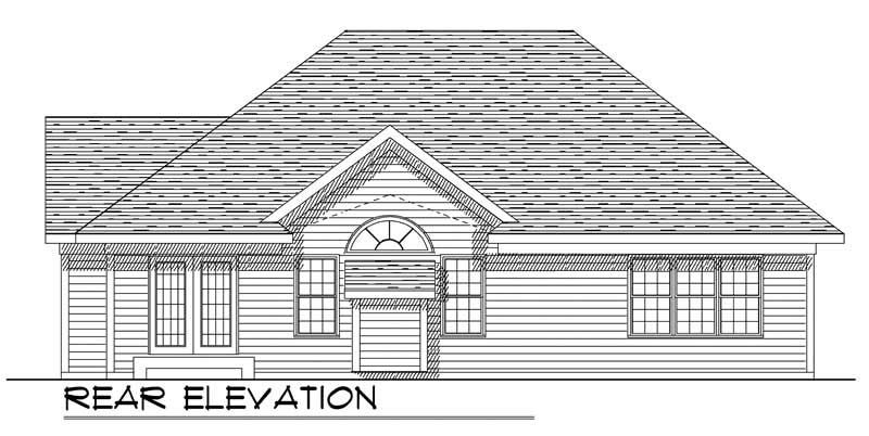 Home Plan Rear Elevation of this 3-Bedroom,1387 Sq Ft Plan -101-1799