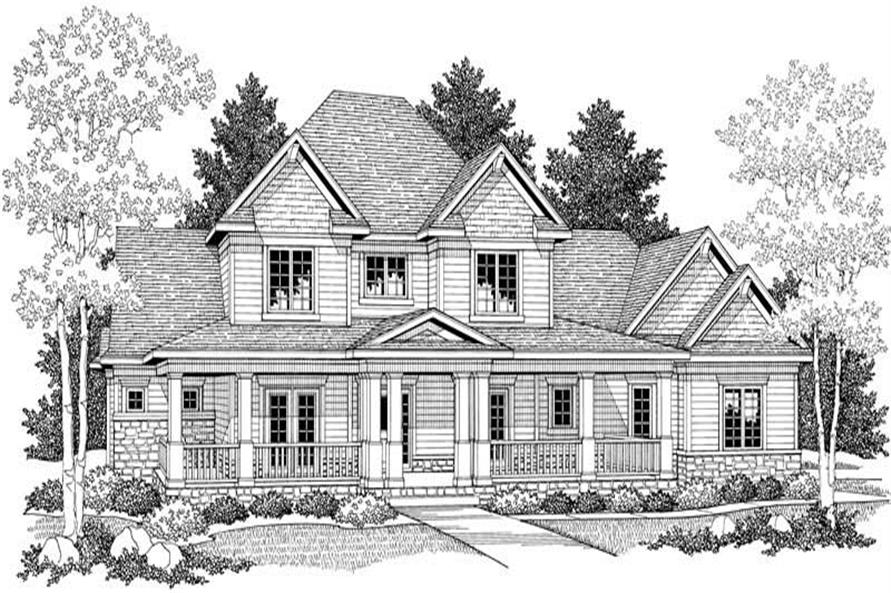 Home Plan Front Elevation of this 4-Bedroom,2920 Sq Ft Plan -101-1801