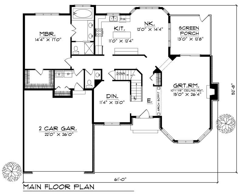 Floor Plan First Story of European Plan #101-1806