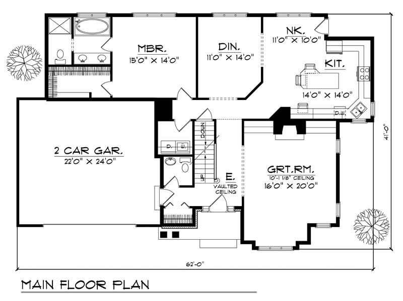 Floor Plan First Story of Ranch Plan #101-1807