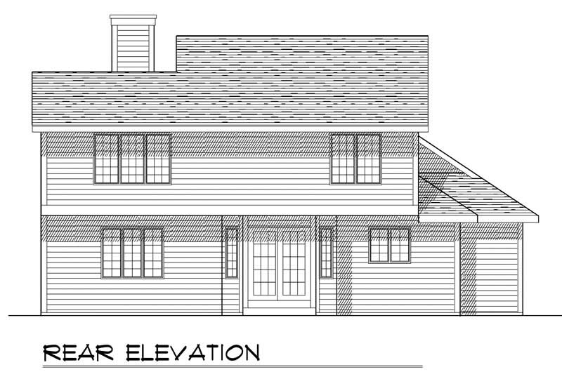 Home Plan Rear Elevation of this 3-Bedroom,1844 Sq Ft Plan -101-1811