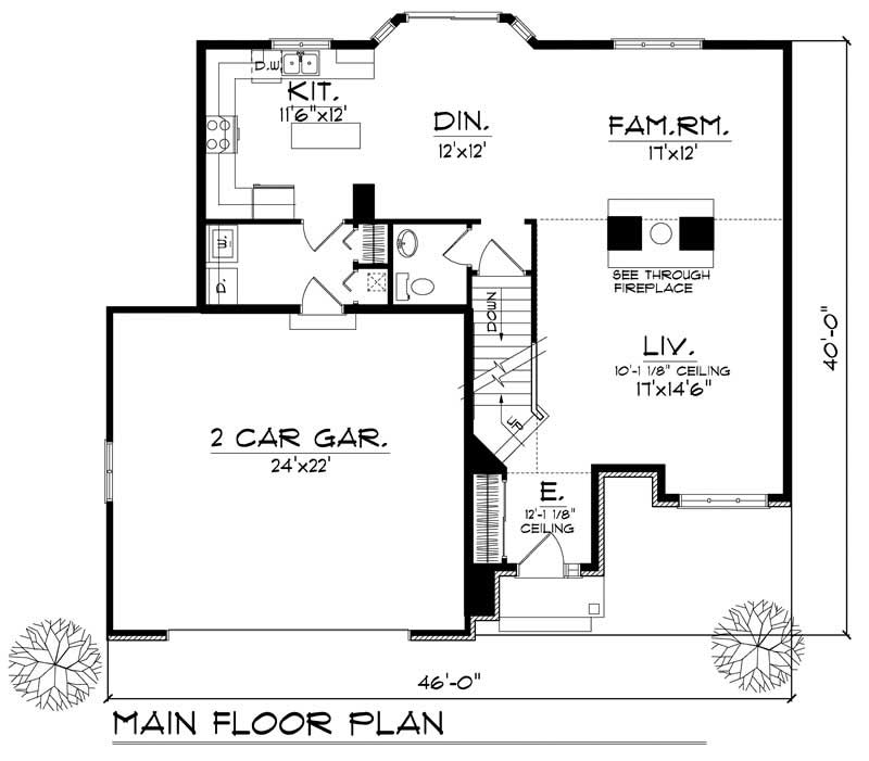 Floor Plan First Story of Ranch Plan #101-1811
