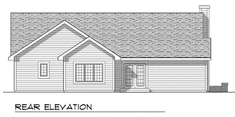 Home Plan Rear Elevation of this 3-Bedroom,1603 Sq Ft Plan -101-1816