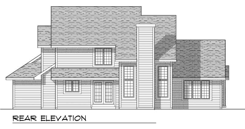 Home Plan Rear Elevation of this 4-Bedroom,2053 Sq Ft Plan -101-1823