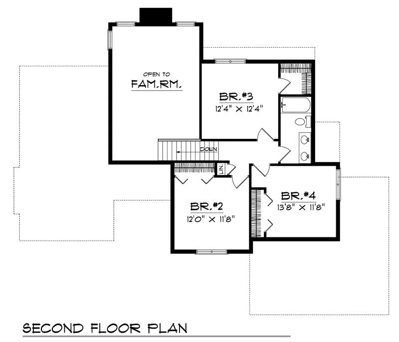 Floor Plan Second Story of Country Plan #101-1823