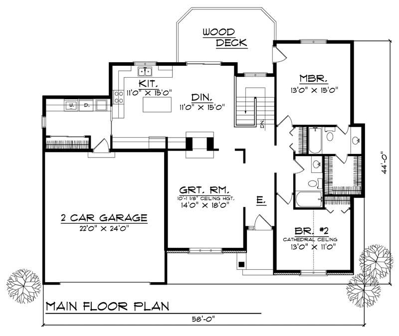 Floor Plan First Story of Country Plan #101-1827