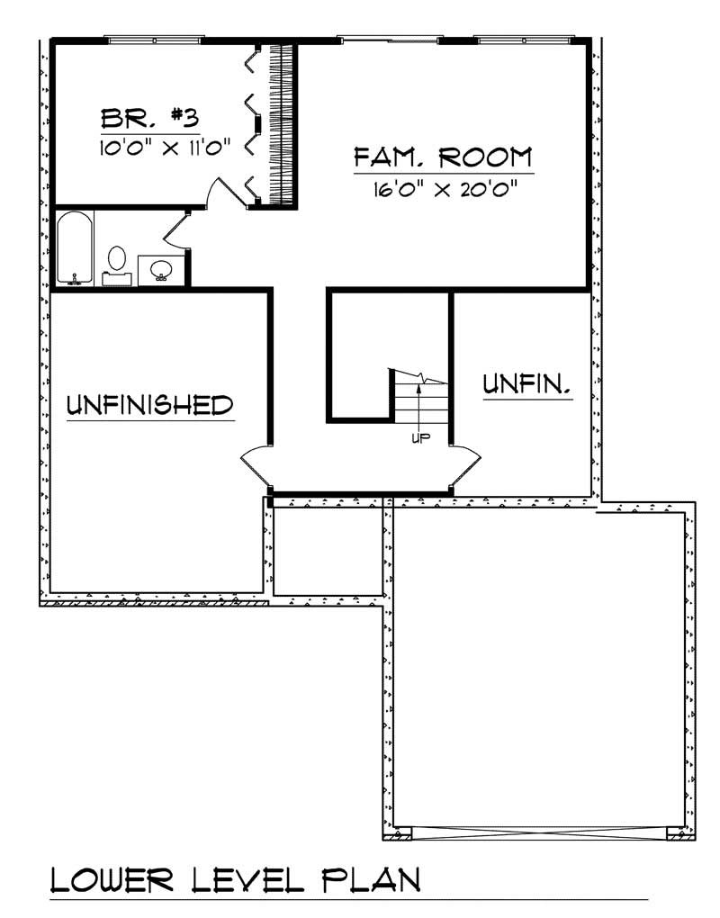 Floor Plan Basement of Ranch Plan #101-1828