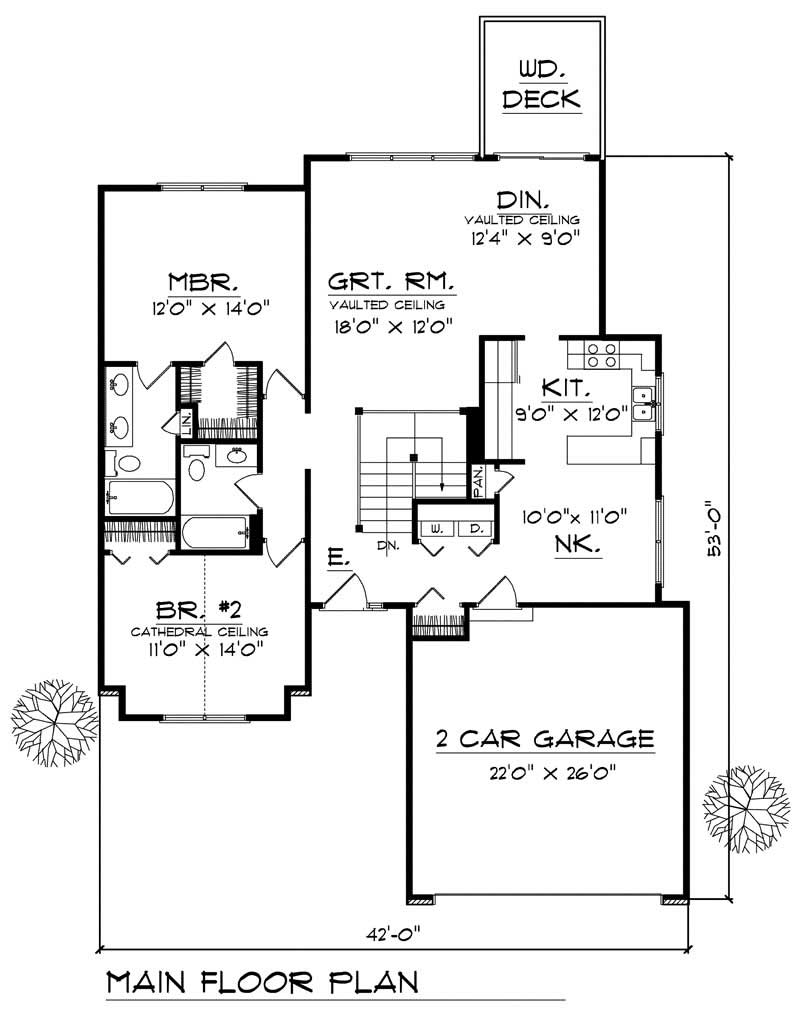 Floor Plan First Story of Ranch Plan #101-1828