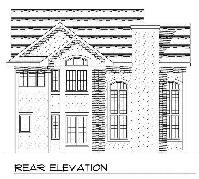Home Plan Rear Elevation of this 4-Bedroom,2596 Sq Ft Plan -101-1833