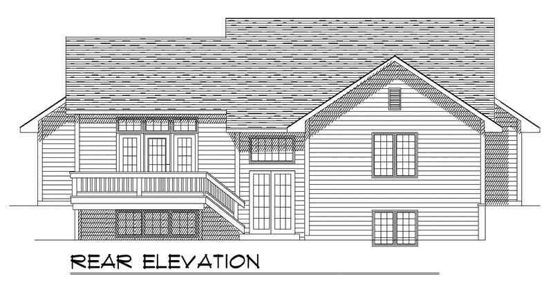 Home Plan Rear Elevation of this 2-Bedroom,1346 Sq Ft Plan -101-1835
