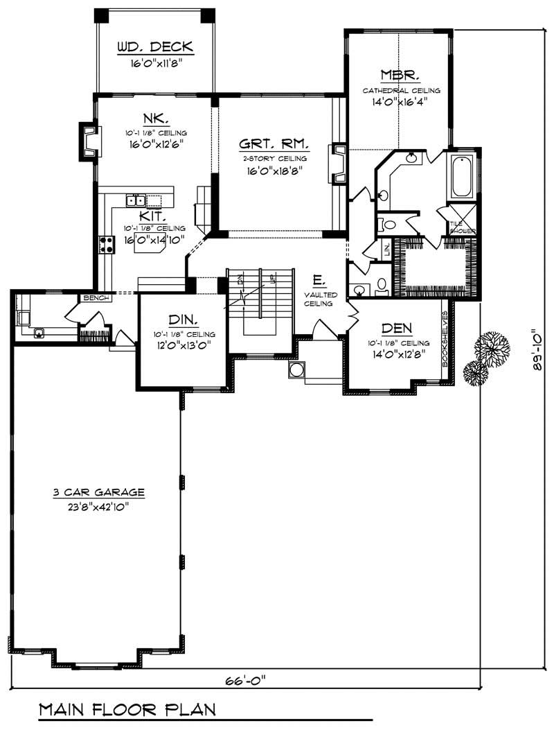 Floor Plan First Story of European Plan #101-1843