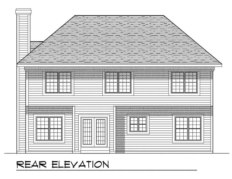 Home Plan Rear Elevation of this 4-Bedroom,2316 Sq Ft Plan -101-1844