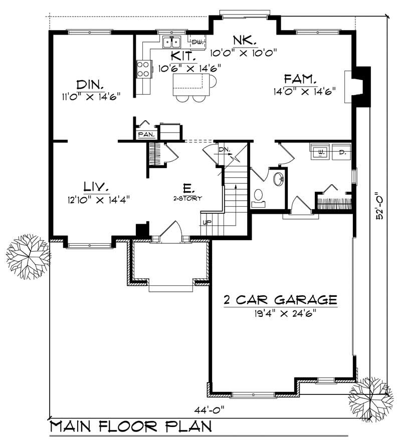 Floor Plan First Story of Craftsman Plan #101-1844