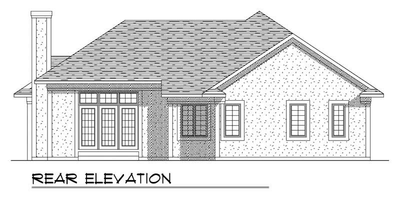 Home Plan Rear Elevation of this 3-Bedroom,1618 Sq Ft Plan -101-1856