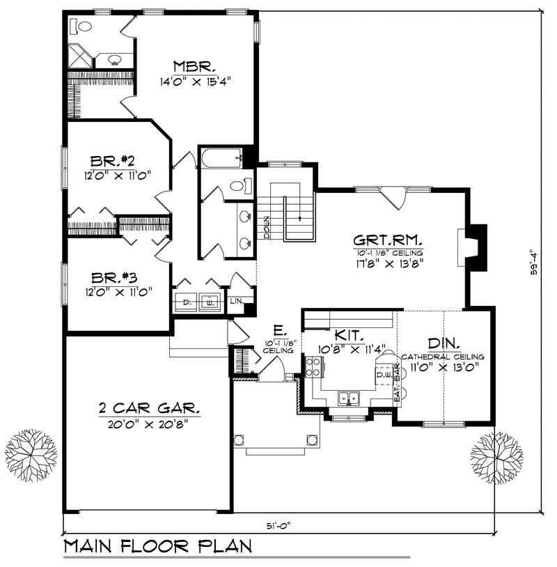 Floor Plan First Story of Ranch Plan #101-1856