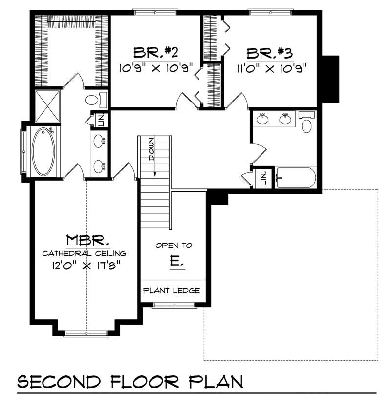 Floor Plan Second Story of Country Plan #101-1858