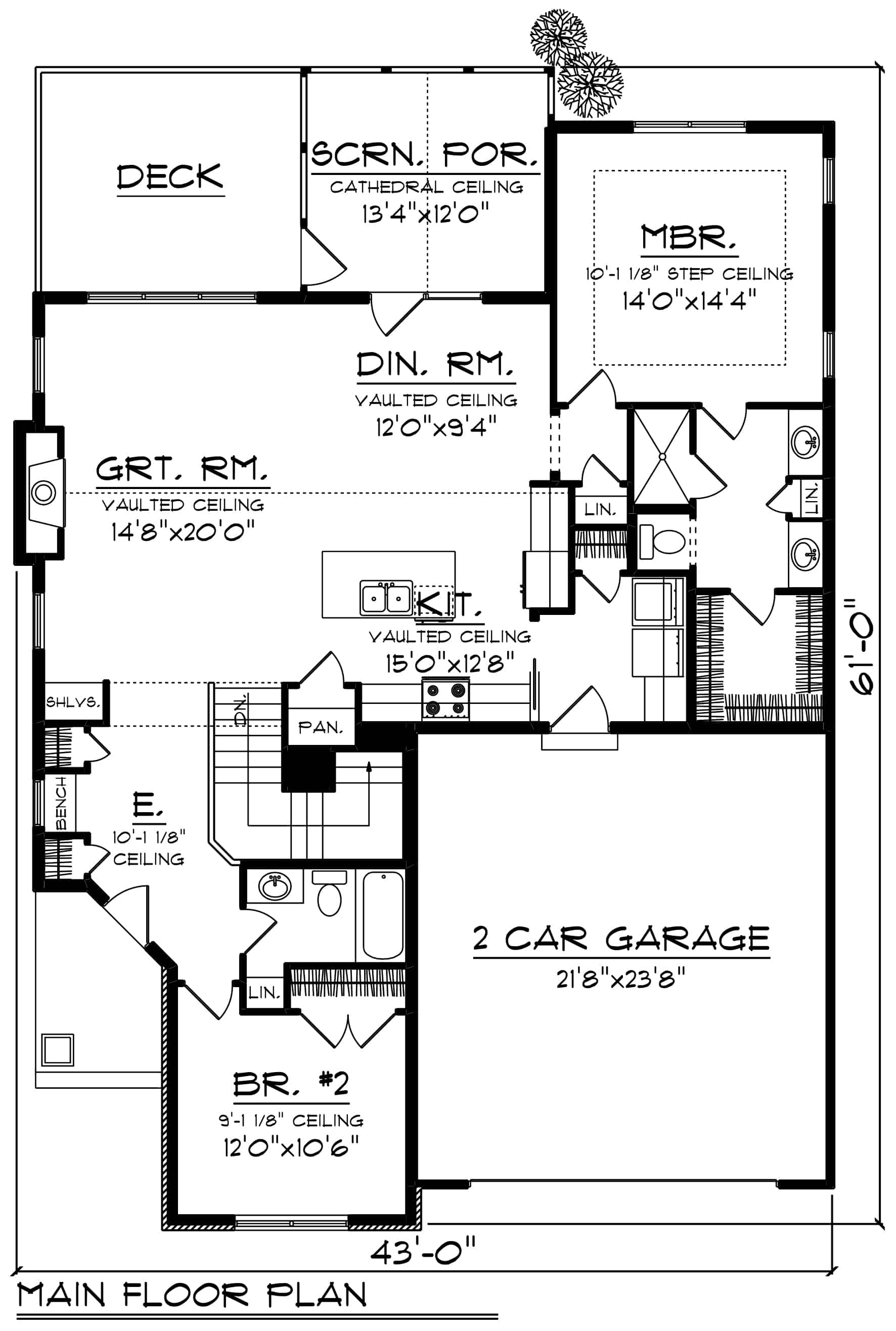 Main Level of Ranch Plan #101-1904