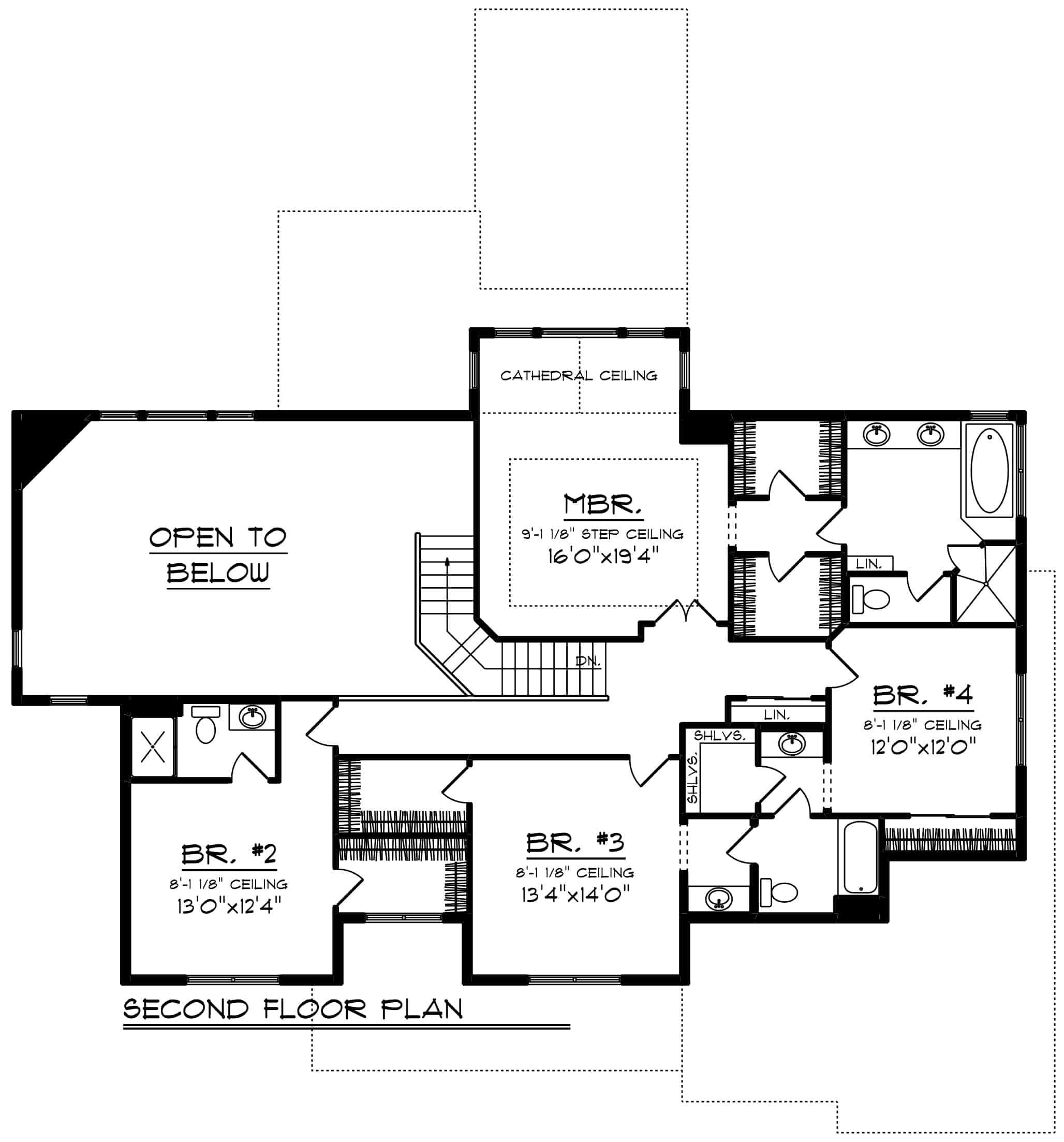 Upper Level of Farmhouse Plan #101-1958