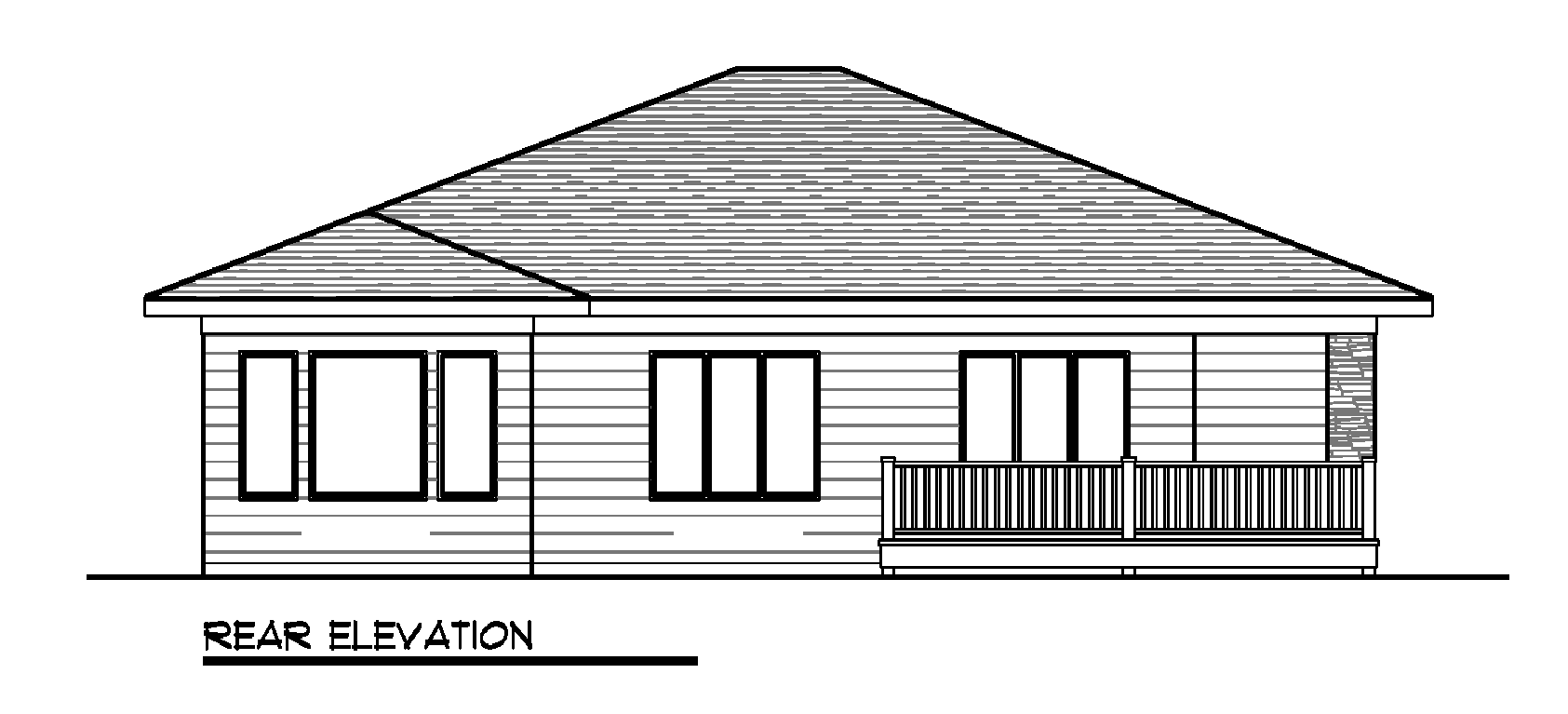 Home Plan Rear Elevation of this 2-Bedroom,1484 Sq Ft Plan -101-1988