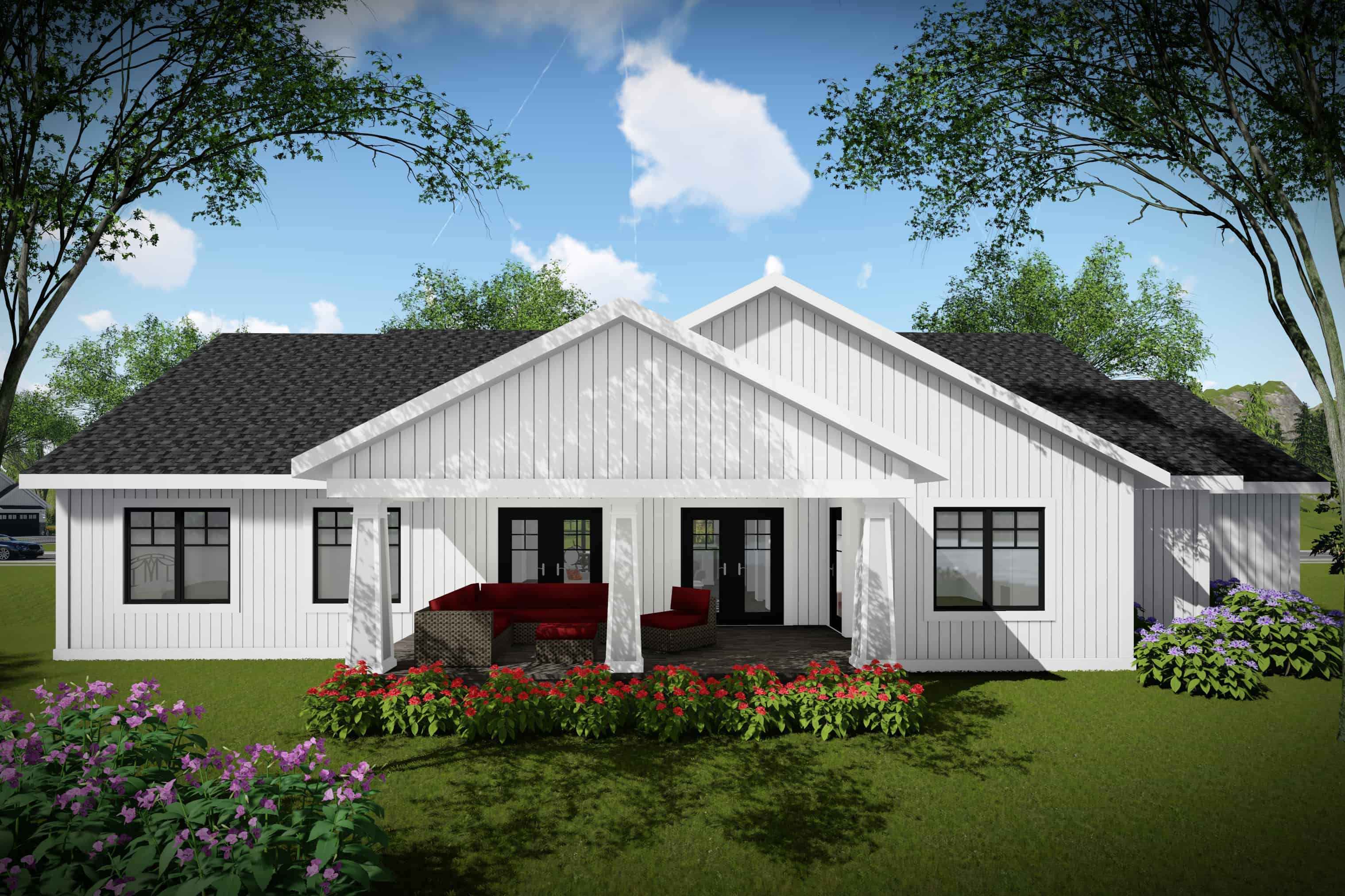 Rear View of this 3-Bedroom, 1921 Sq Ft Plan - 101-1996