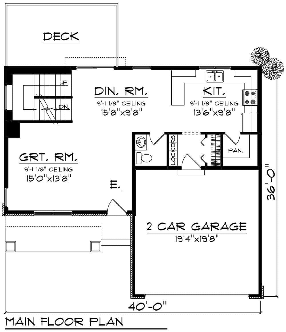 Main Level of Craftsman Plan #101-2045
