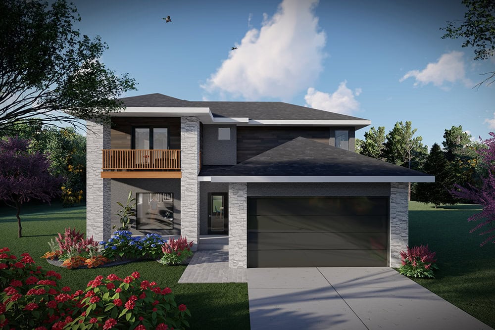 Front elevation of Modern home (ThePlanCollection: House Plan #101-2046)