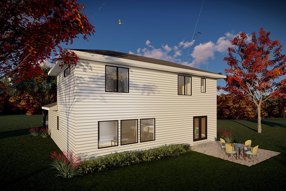 Rear View of this 3-Bedroom,1823 Sq Ft Plan -101-2052