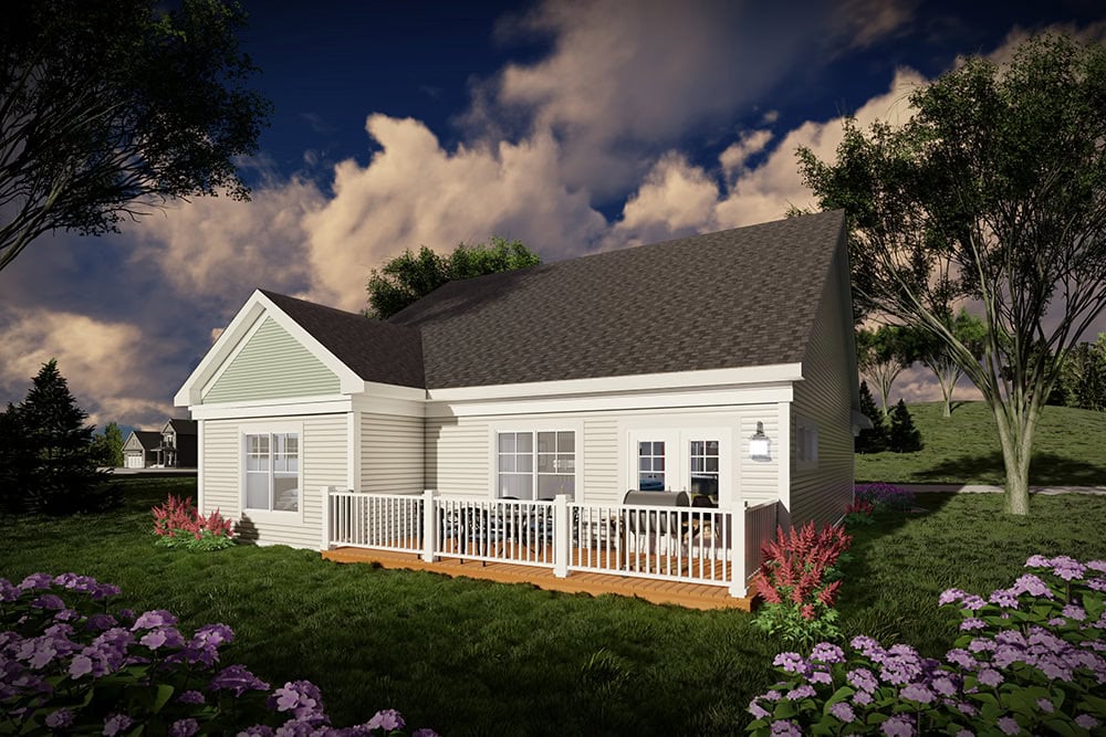 Rear View of this 2-Bedroom,1372 Sq Ft Plan -101-2053