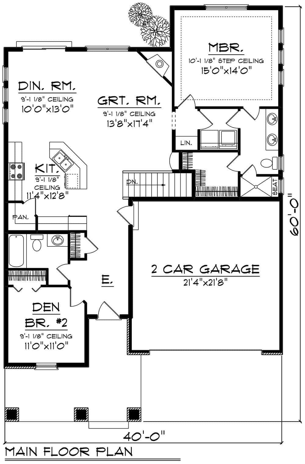 Main Level of Modern Plan #101-2057