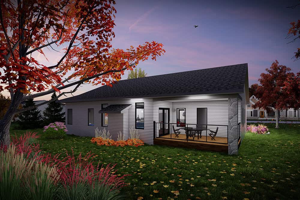 Rear View of this 3-Bedroom,1501 Sq Ft Plan -101-2065