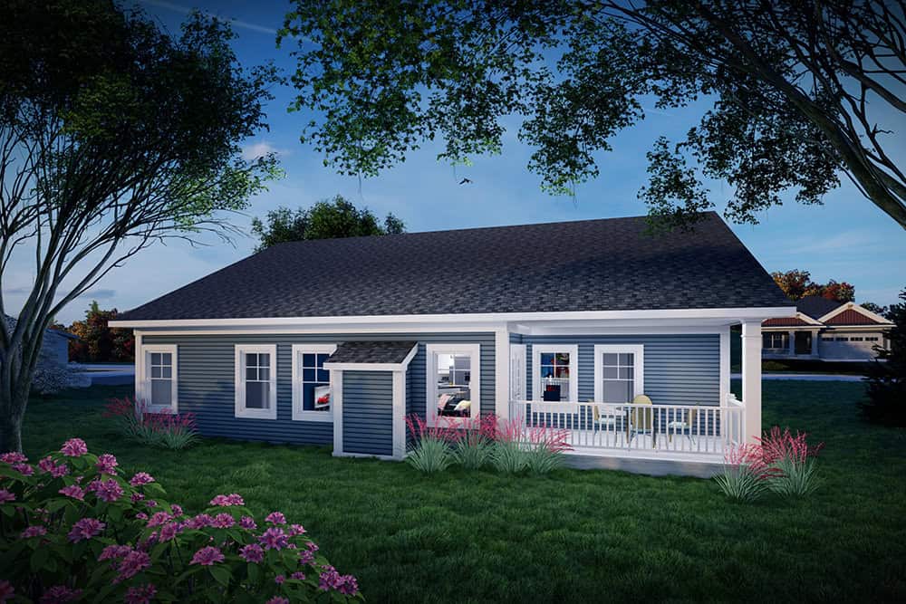 Rear View of this 3-Bedroom,1501 Sq Ft Plan -101-2067